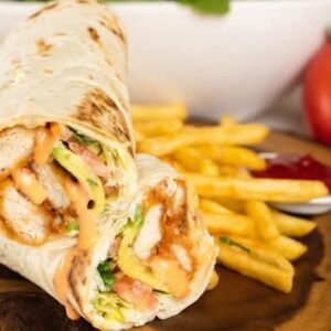 Wrap de Frango com Batatas Fritas