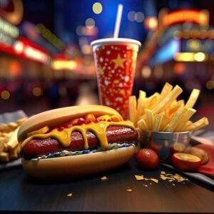 Cachorro-Quente com Bebida e Batatas Fritas